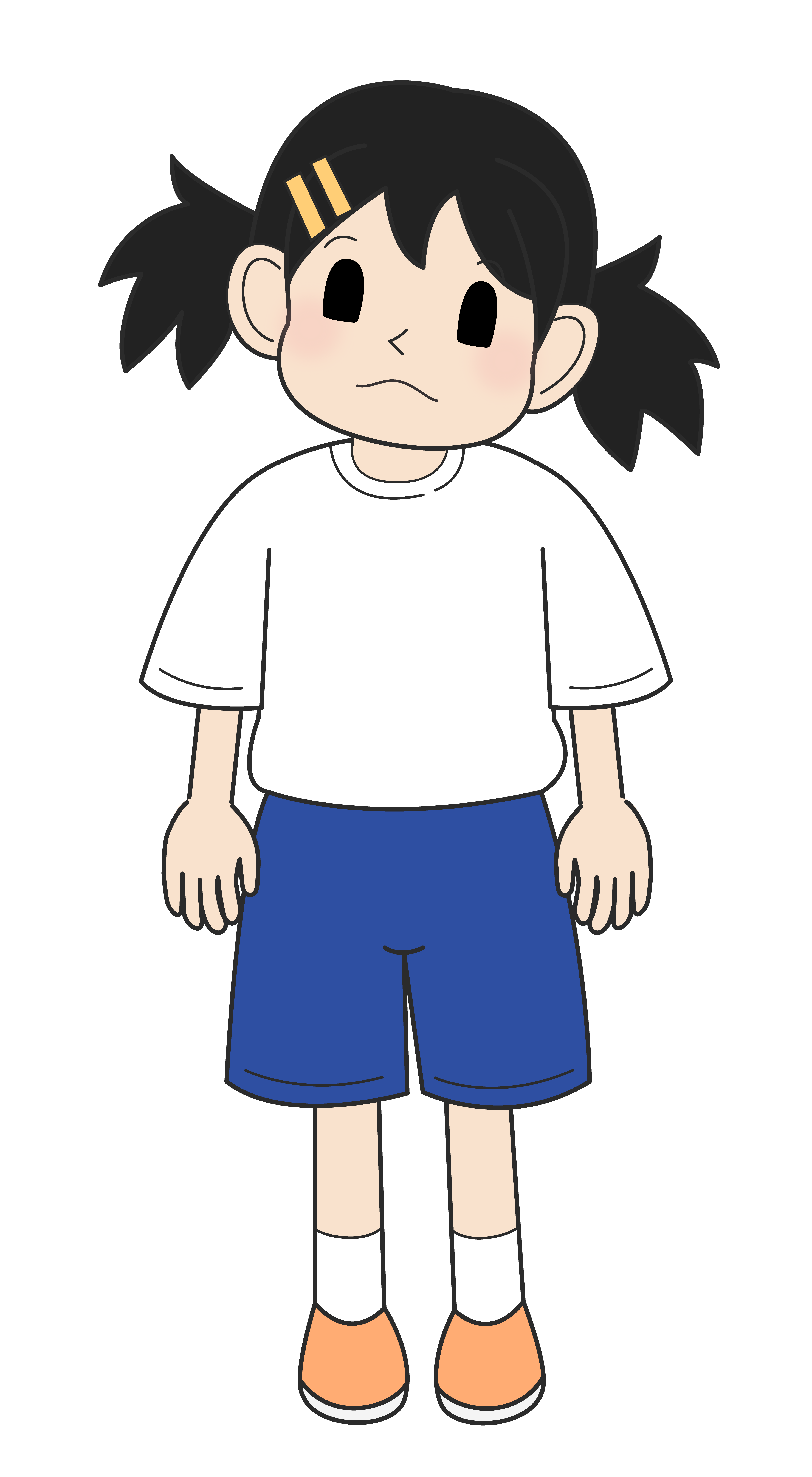 小学生の女の子（考え・立ちA）