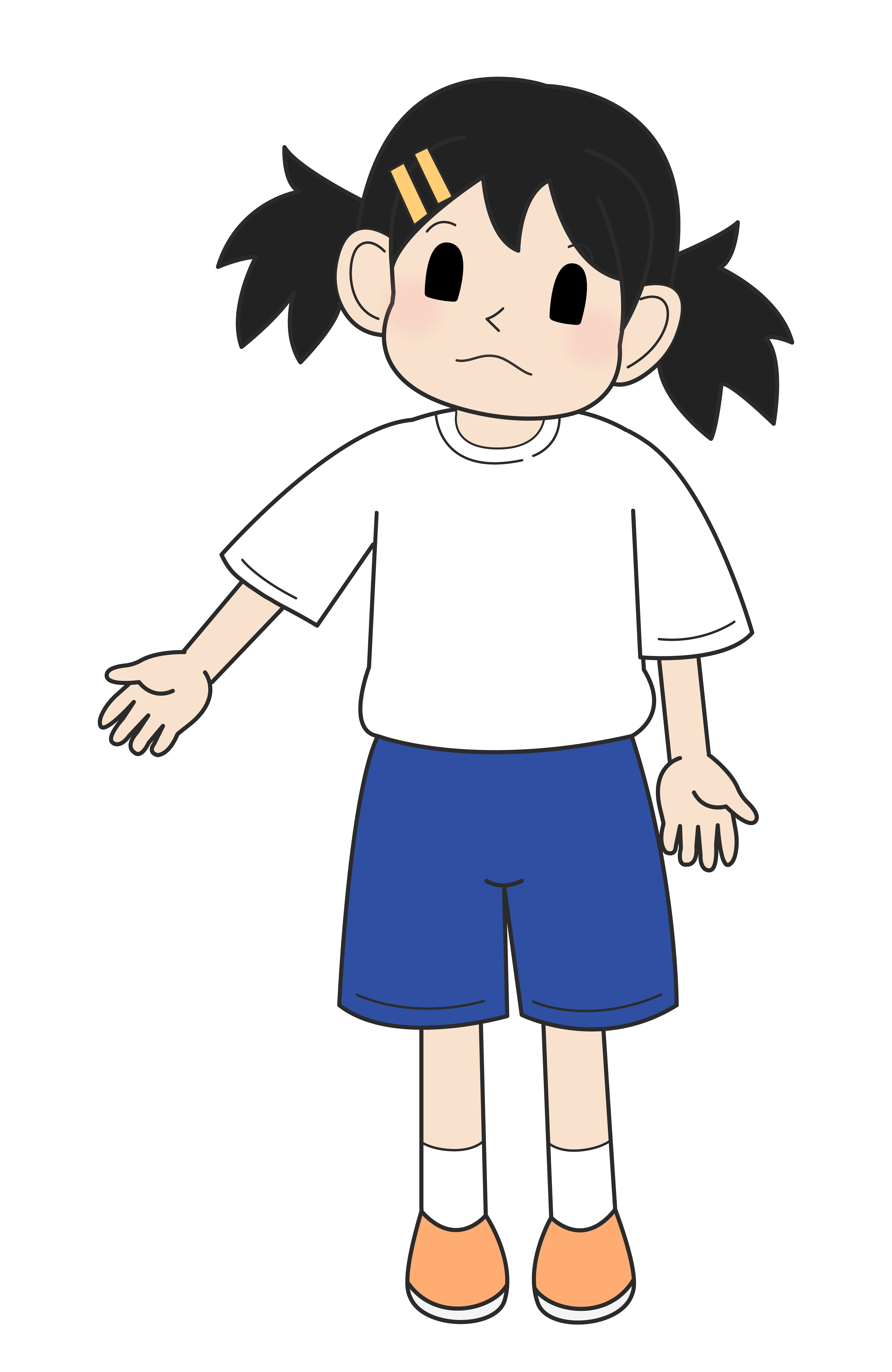 小学生の女の子（考え・立ちB）