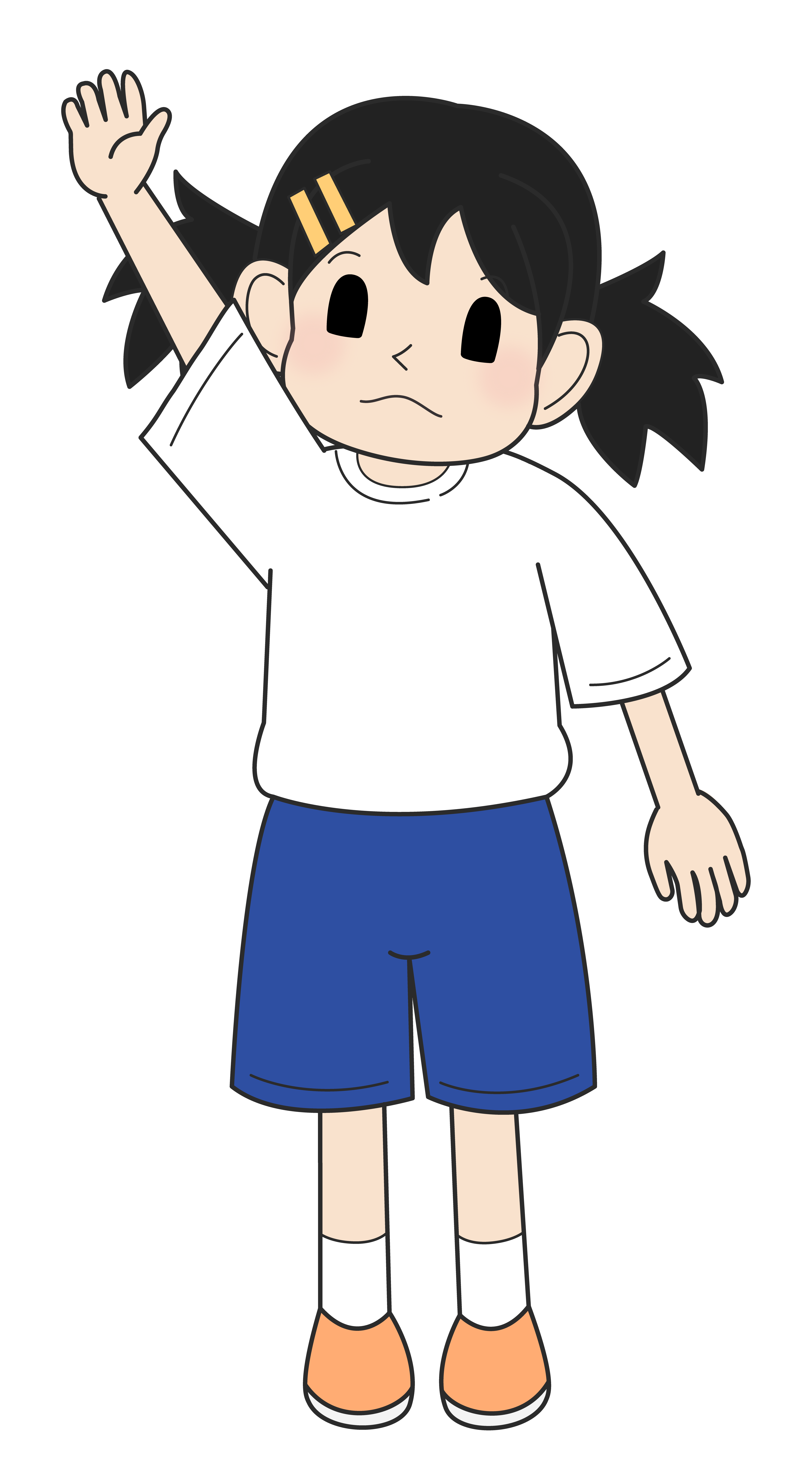 小学生の女の子（考え・立ちD）