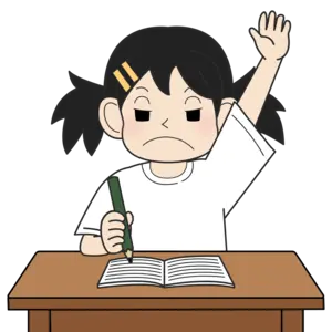 手を挙げる小学生の女の子（怒り）