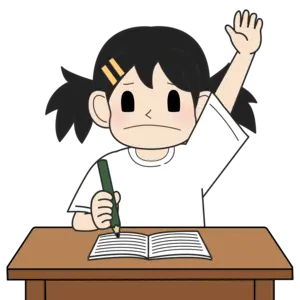 手を挙げる小学生の女の子（悲しみ）