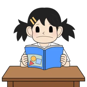 教科書を読む小学生の女の子（悲しみ）