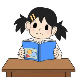 教科書を読む小学生の女の子（考え）