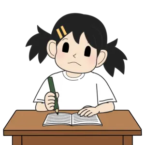 ノートを書く小学生の女の子（考え）