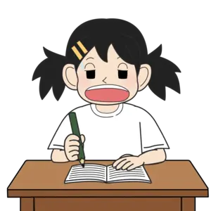 ノートを書く小学生の女の子（困り）