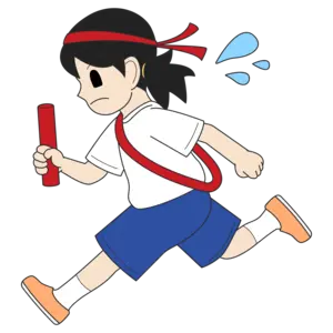 走る女の子（赤ハチマキ・アンカー）