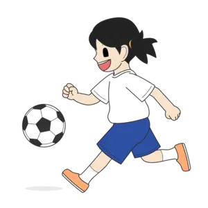 サッカーをしながら走る女の子
