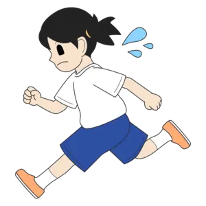 汗をかいて走る女の子