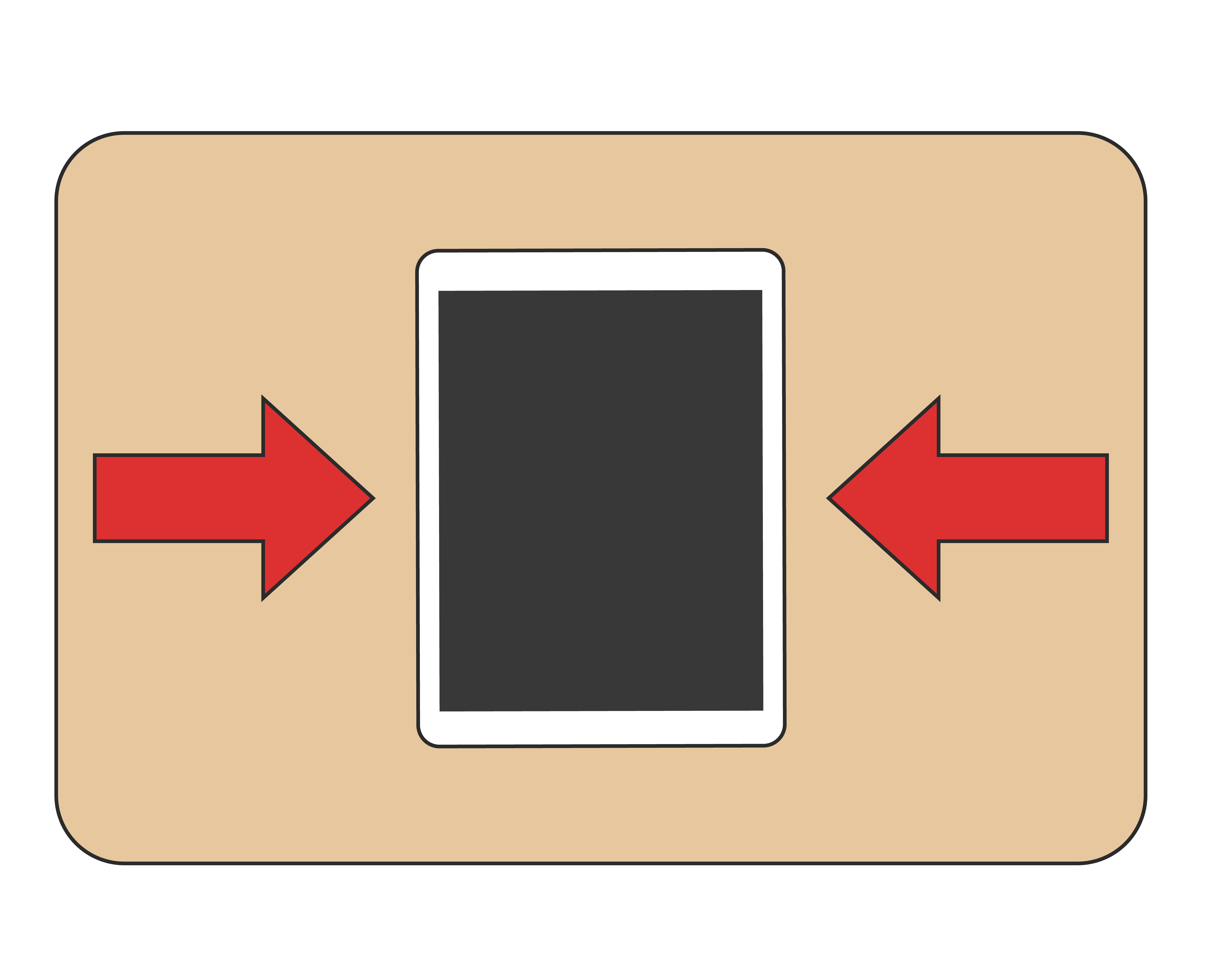 タブレットを机の中央に置くイラスト